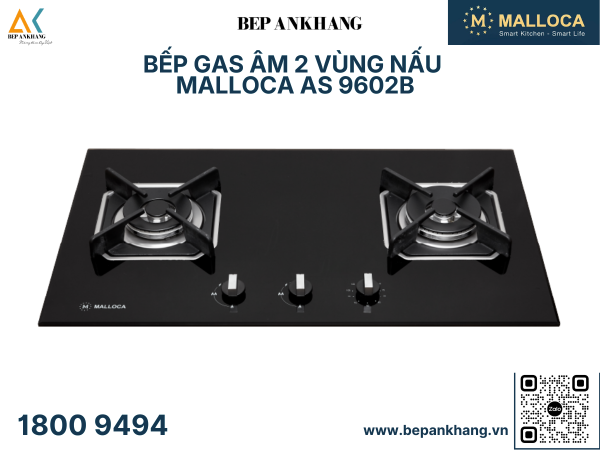 Bếp Gas 2 Vùng Nấu  Malloca AS 9602B 